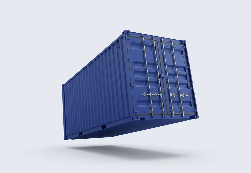 Blue shipping container